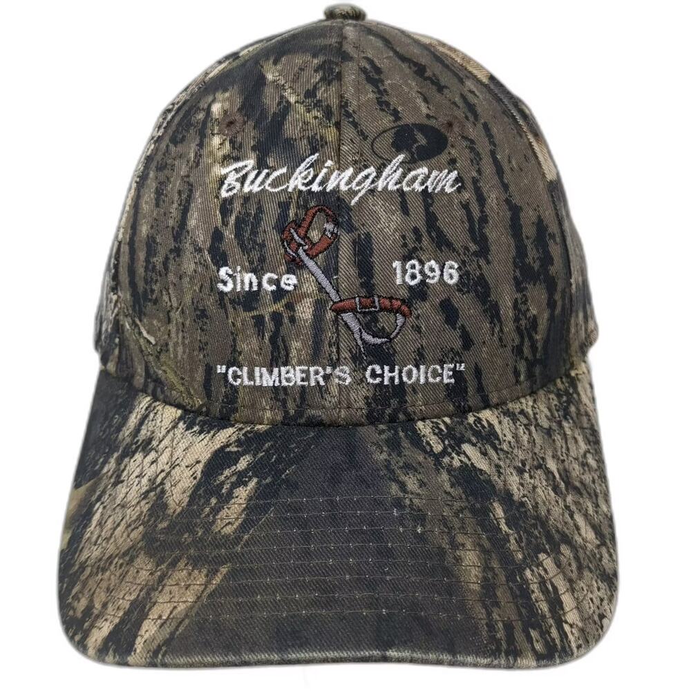 Buckingham Baseball Cap Hat Brown Camo Slideback OS Climbers Choice Embroidered